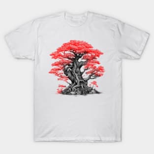 red and black Tree T-Shirt